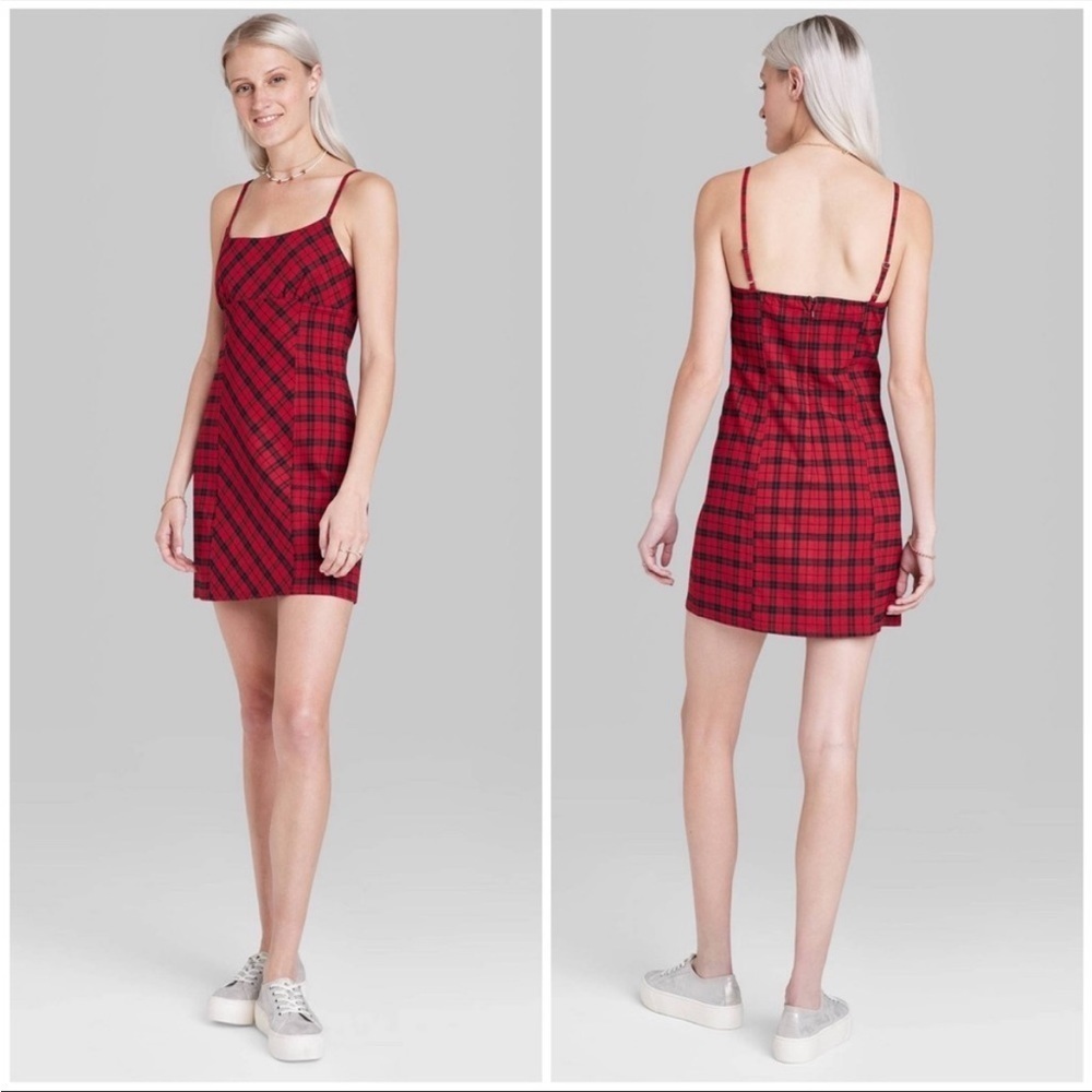 WILD fable Womens sexy plus size red plaid Bodycon sleeveless mini dress new - Picture 1 of 4